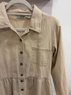 Vintage L.L. Bean Beige Cotton Button-Front Dress- Women’s 10